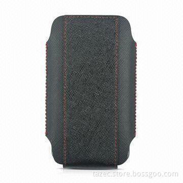 Leather Case for iPhone with Pulling Strap, and Velcro Closure, Various Colors Available